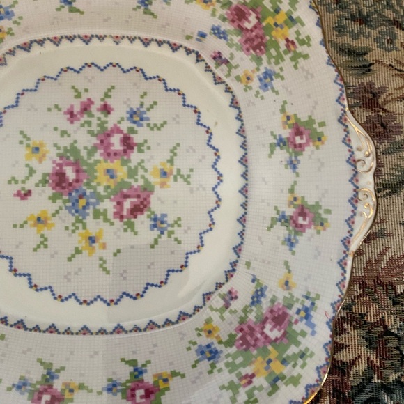 Royal Albert Petit Point Floral Square Salad Plate Crafted In England 9.5” - Picture 5 of 12